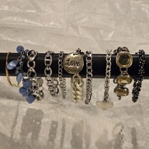 Silver and Gold Tone Bracelet Set. Costume Jewelry Lot